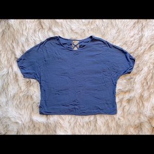 3 for $15 Blue Boho Crop Top Crisscross Open Back Size S